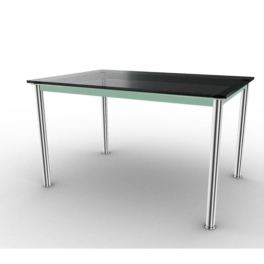 10 Table En Tube Rectangular | Black Fluted Glass Top