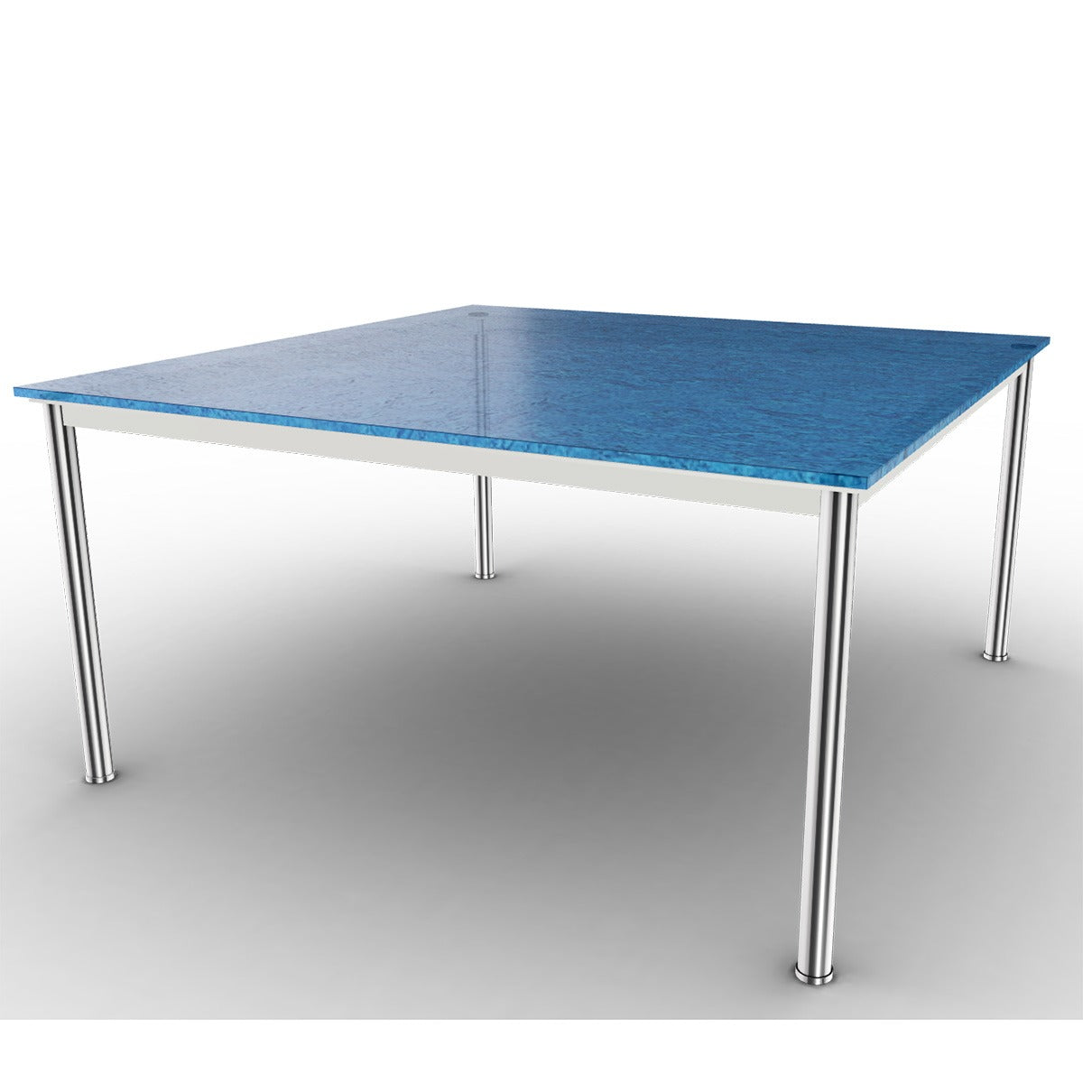 10 Table En Tube Grand Modèle | Aquamarine Fluted Glass Top