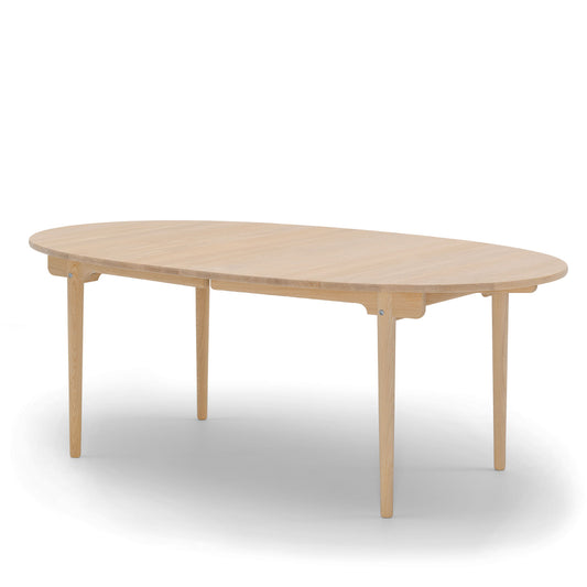 CH338 Extendable Table | White Oiled Oak Top and Frame