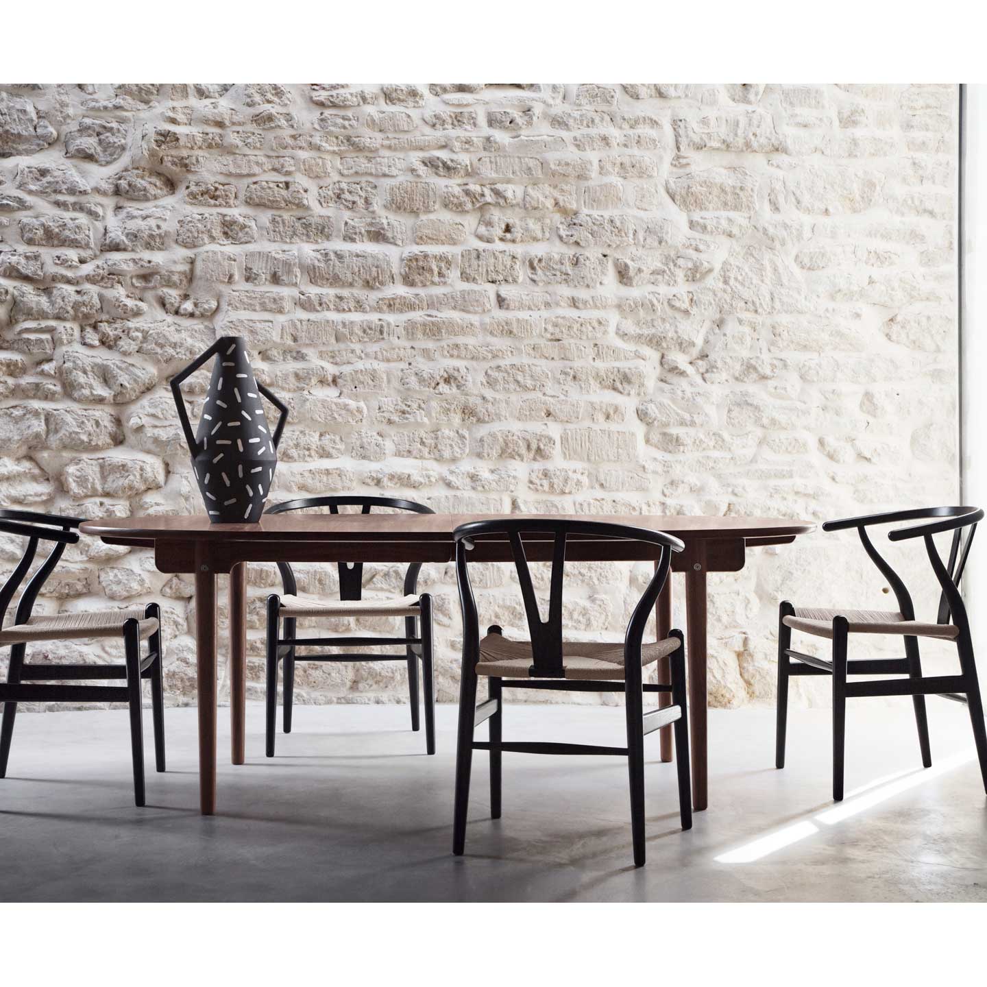 CH338 Extendable Table | Oiled Mahogany Top and Frame