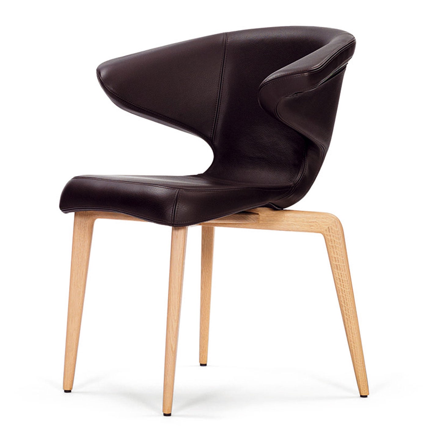 Munich Dining Chair with Arms | Chocolate Classic Leather Upholstery