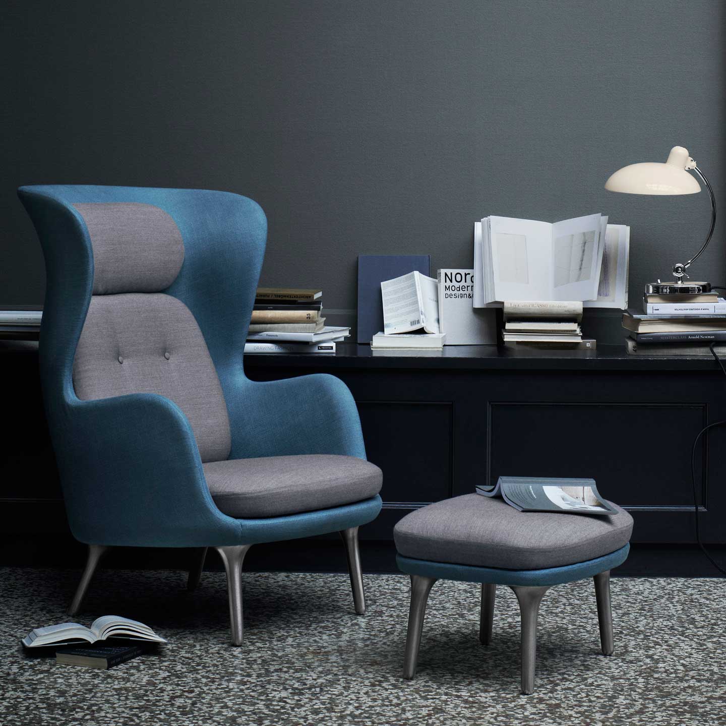 Ro Footstool | Grey Canvas 124 Cushion