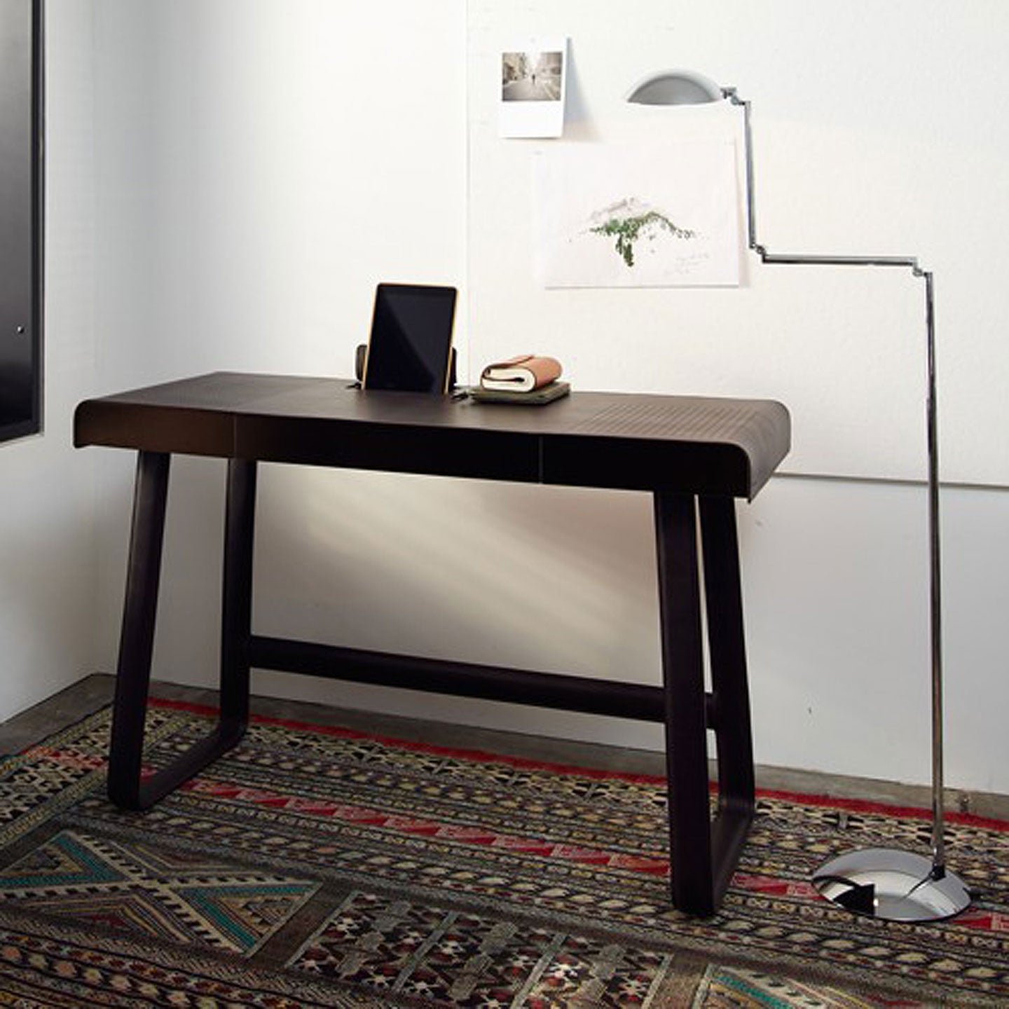 Pegasus Desk | Mokka Leather Top and Walnut Veneer Fronts