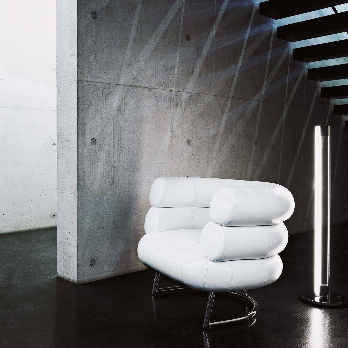 Eileen Gray Bibendum Chair | White Elmosoft Leather 00100