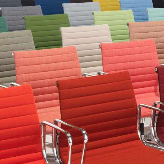 Aluminium Group EA 104 Chair | Blue/Ivory 83 Hopsak Upholstery