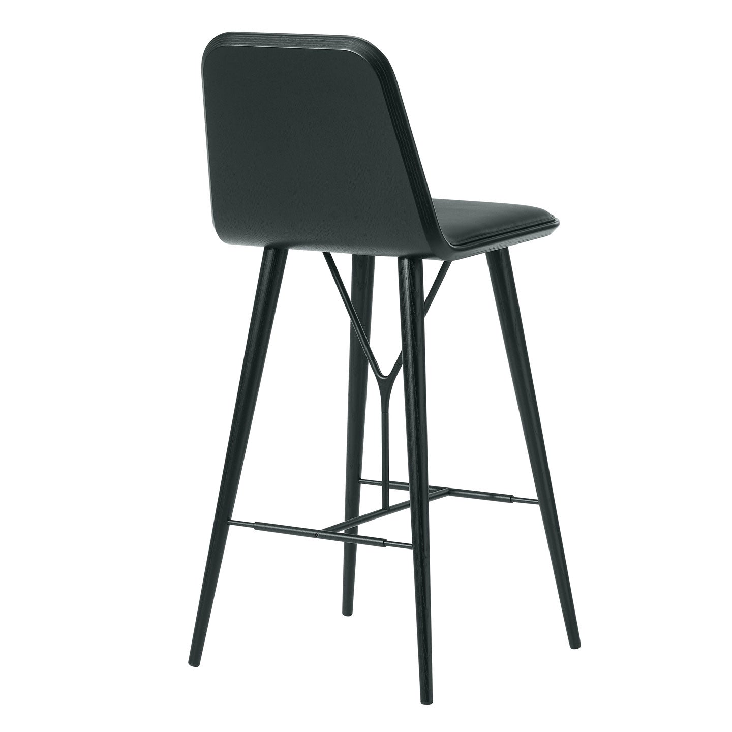 Spine Barstool | Black Leather Seat