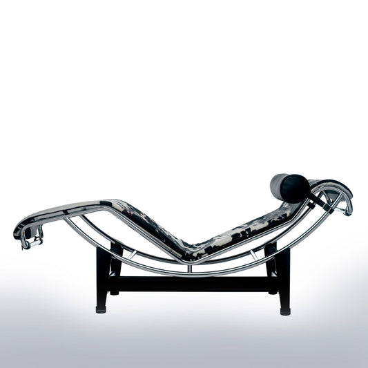 4 Chaise Longue | Black White Hairyskin and Black Headroll