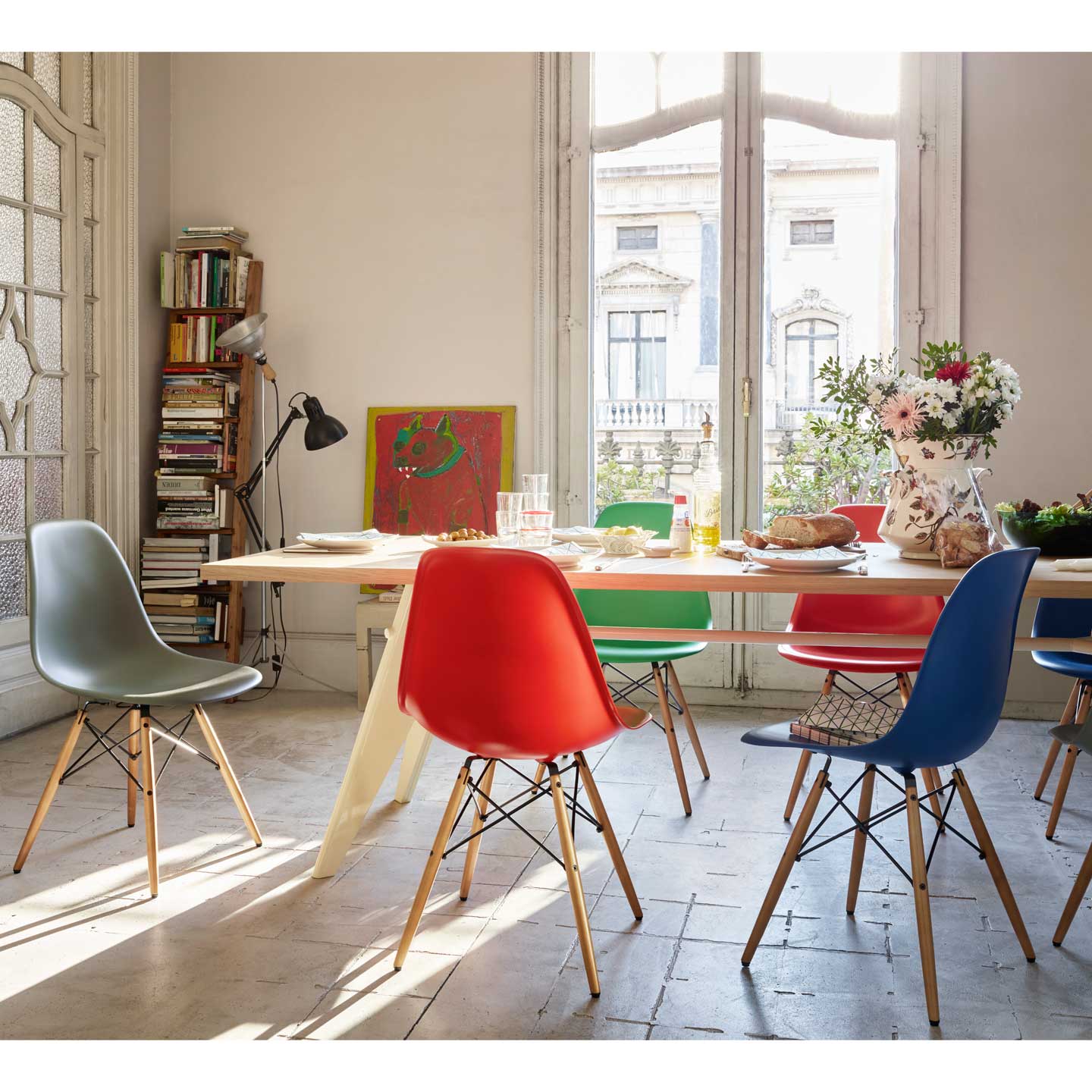 DSW Eames Plastic Side Chair | Polypropylene Seat Shell in Poppy Red