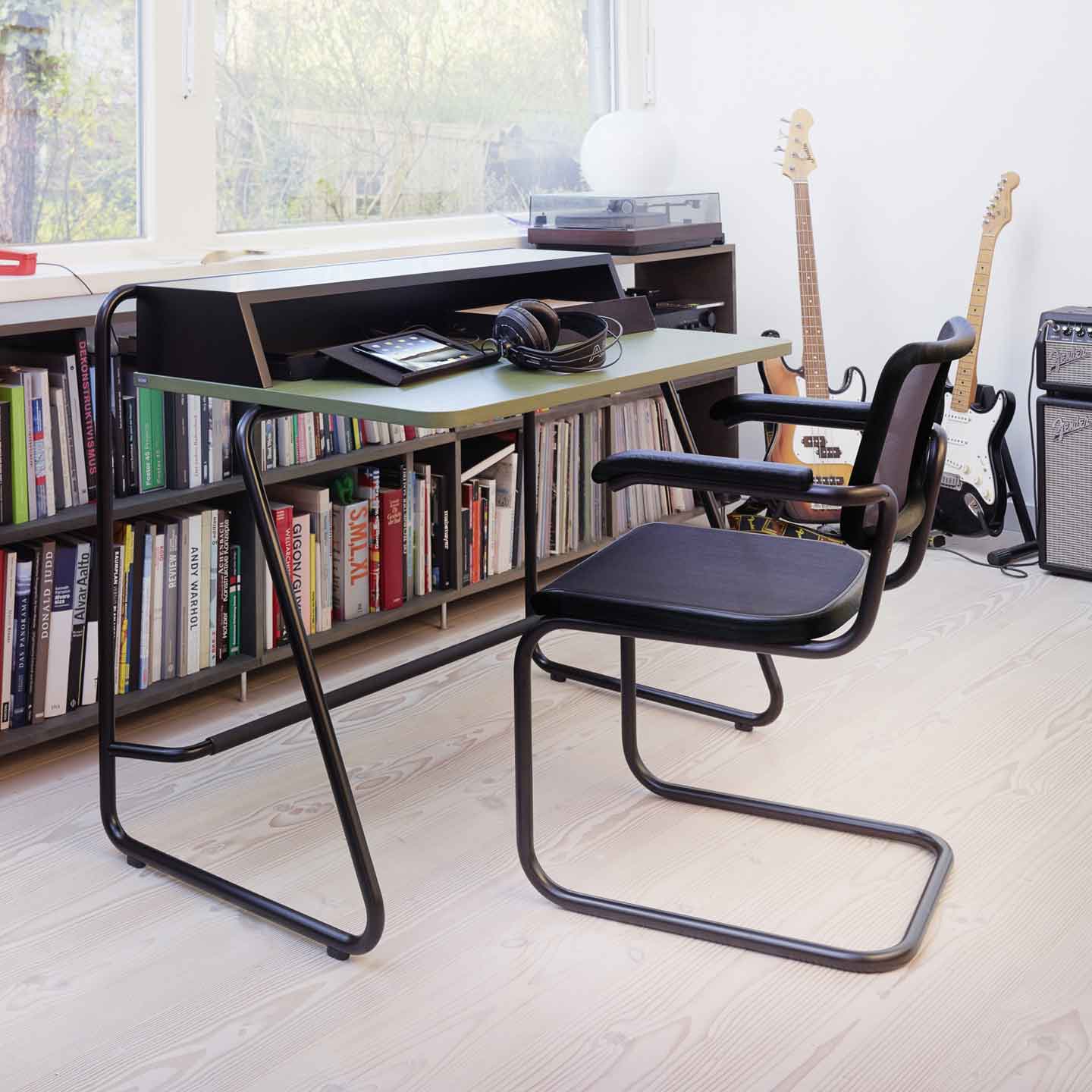 S1200 Secretaire | Reed Green Surface with Black Ash Cabinet