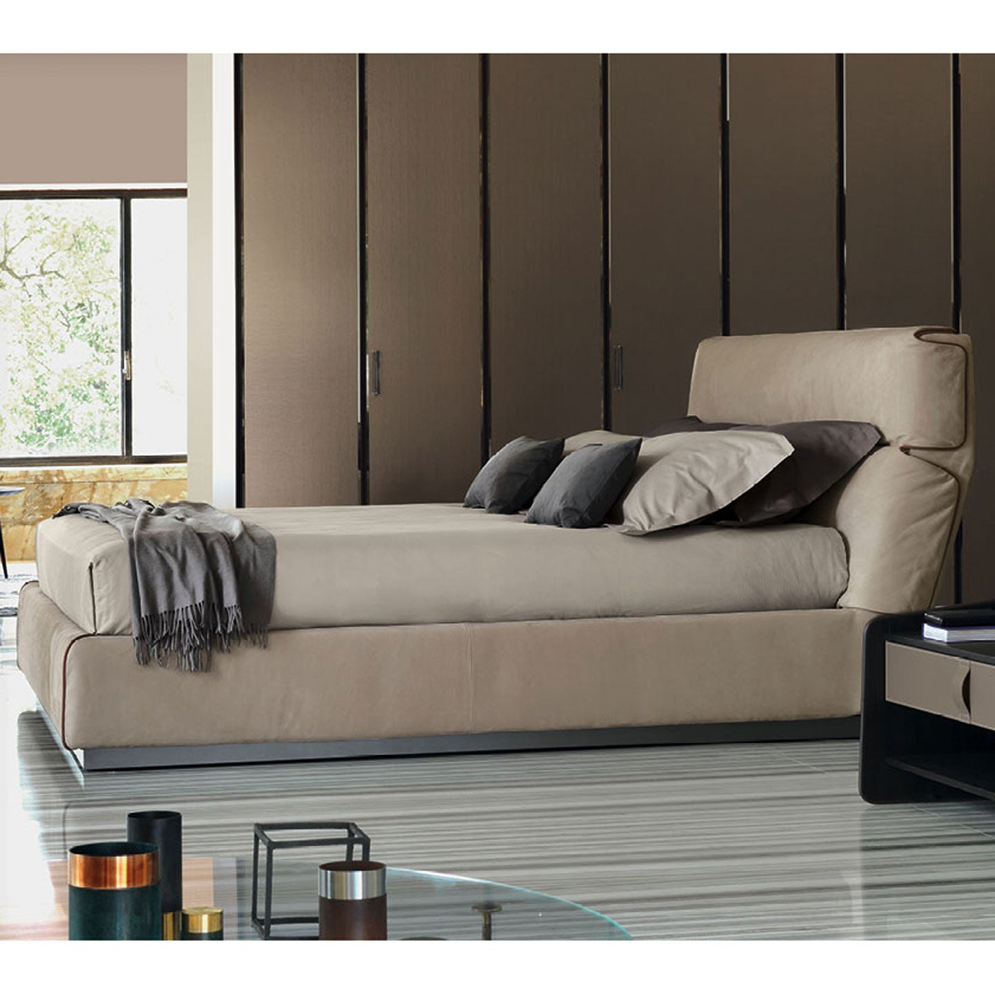 Gentleman Bed Frame 180cm | Green 188 Leather