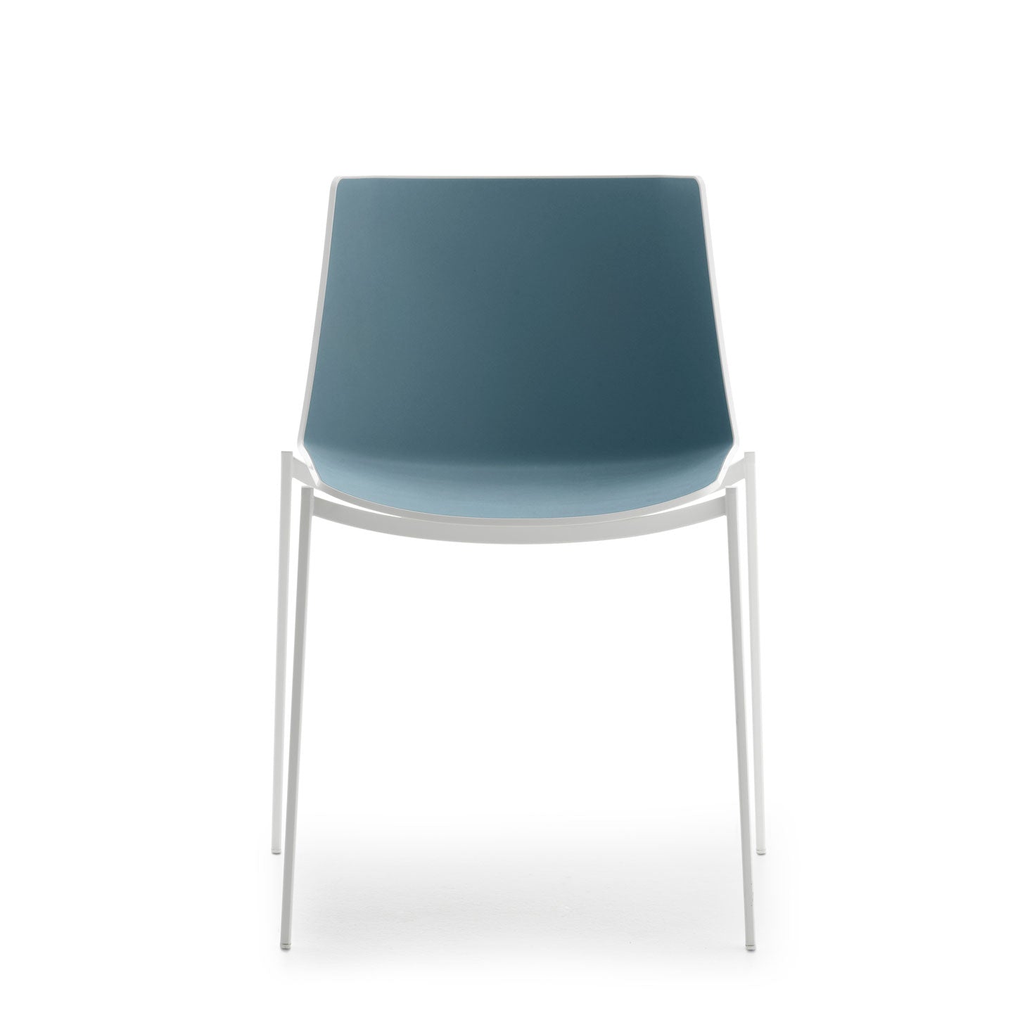 Aiku Chair - Tapered Legs | Gloss White Outer Textured Blue Inner