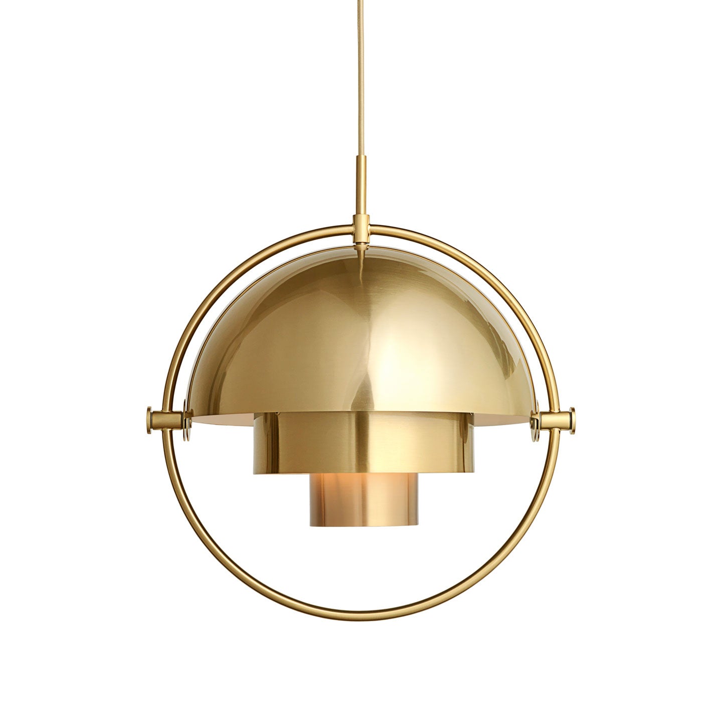 Multi-Lite Pendant Lamp | Brass Frame Brass Shade