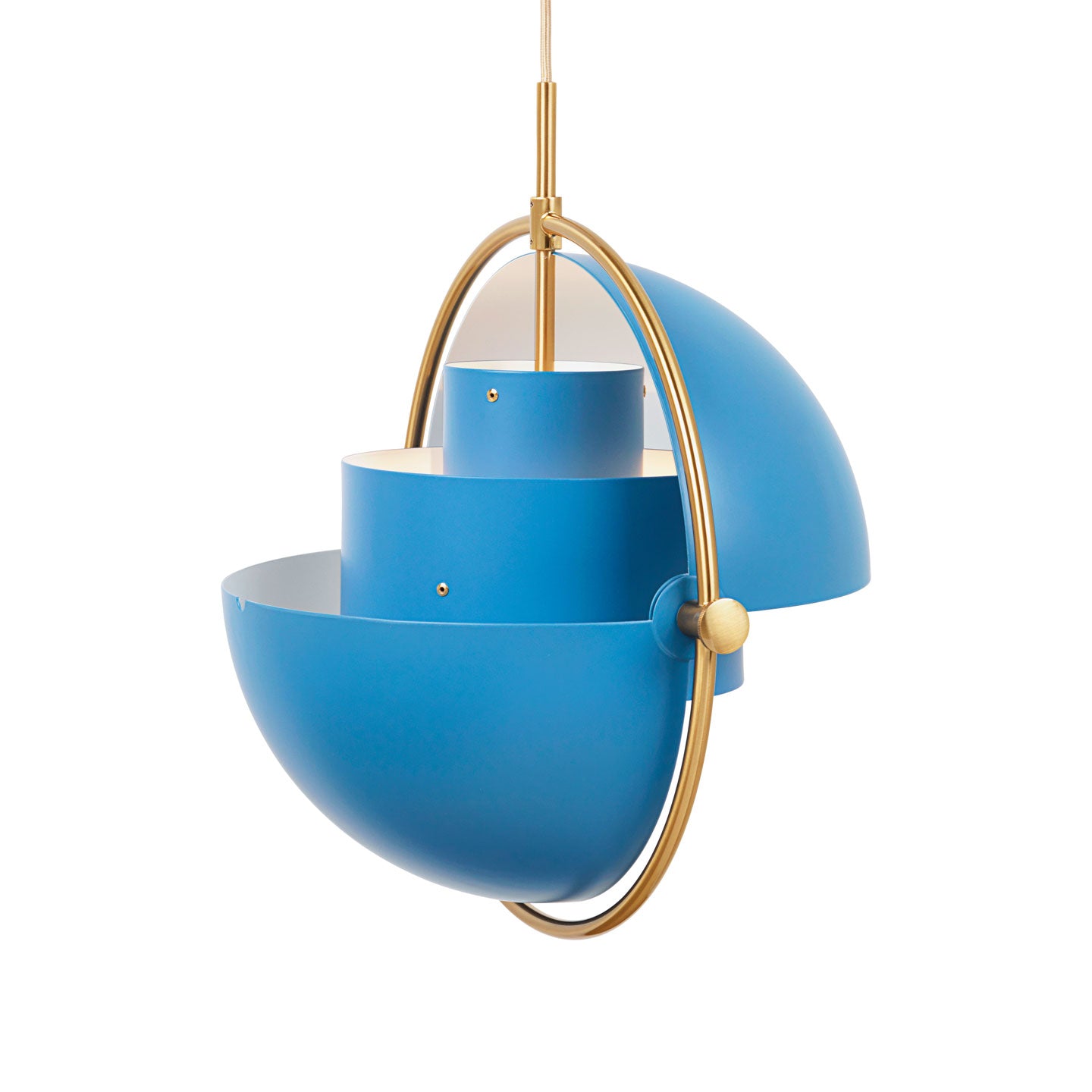 Multi-Lite Pendant Lamp | Brass Frame Blue Shade