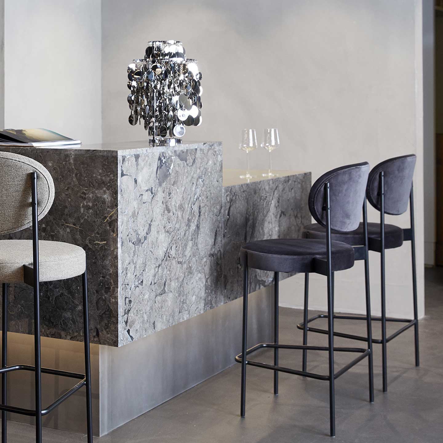 Series 430 Counter Stool | Dark Grey 099 Champion Velvet