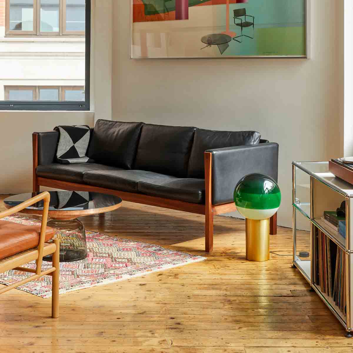 CH163 3 Seat Sofa | Leather Thor 301 Black