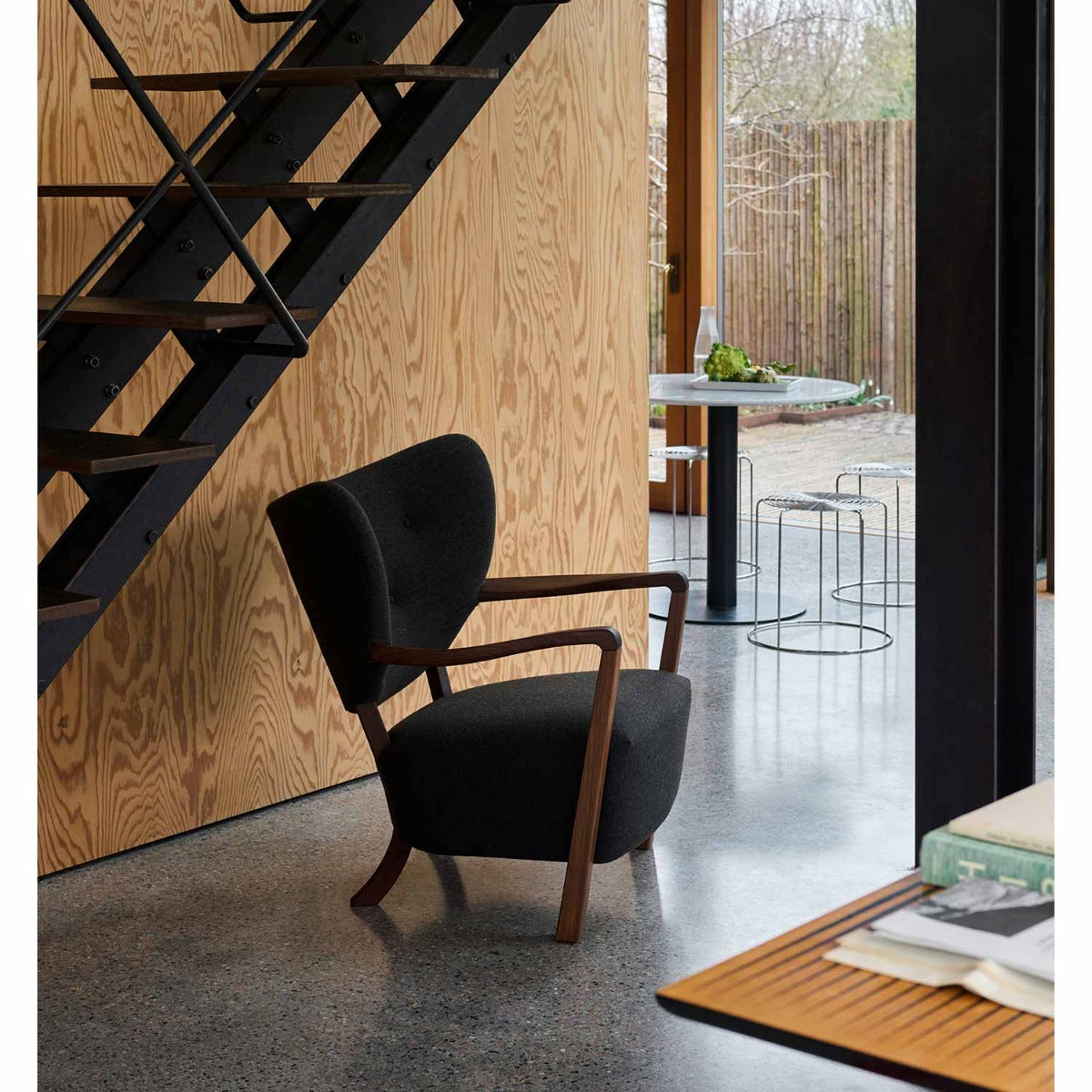 Wulff ATD2 Lounge Chair | Charcoal Brown Hallingdal 376 Fabric Upholstery