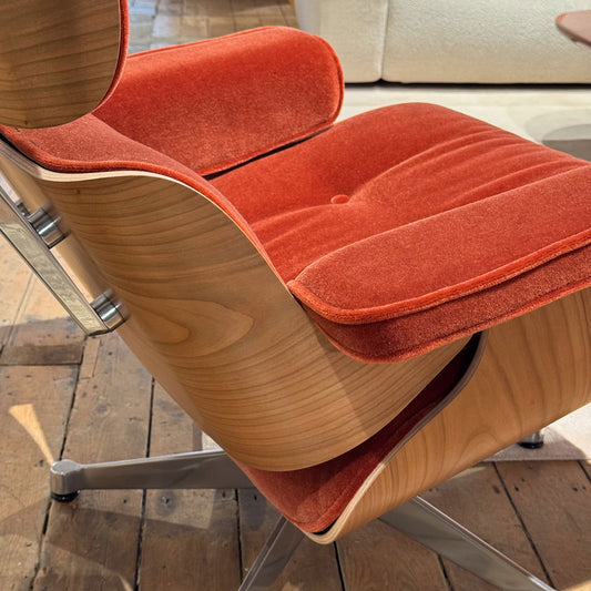 Ex Display Eames Lounge Set Large Cherry | Brandy Calma Velvet Cherry Shell
