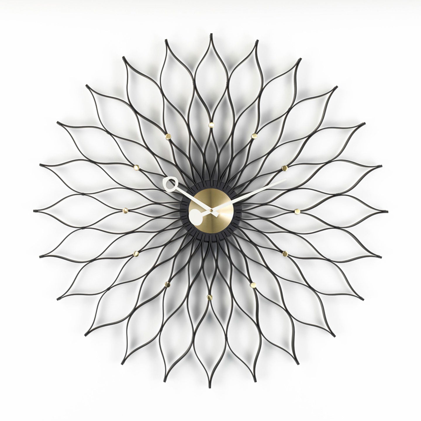 Sunflower Wall Clock | Black Ash and Brass