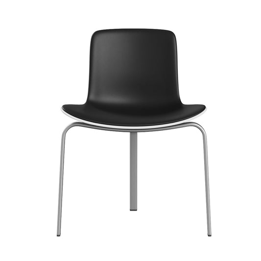 PK8 Chair | Black Leather with White Plastic Shell