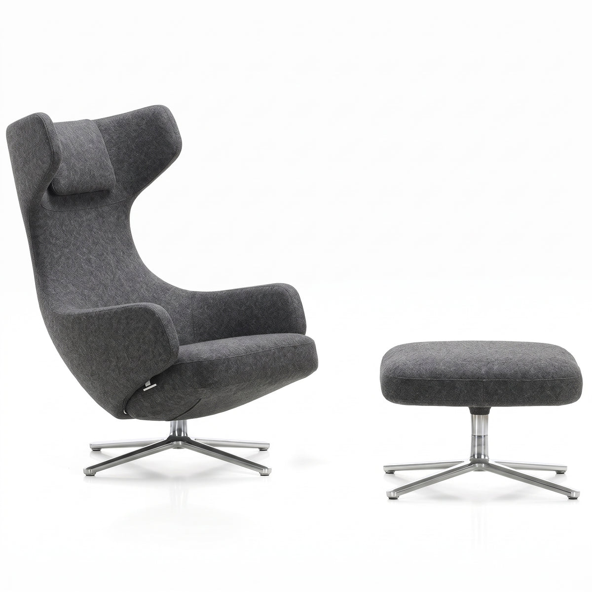 Grand Repos Lounge Chair & Ottoman | Cosy 10 Classic Grey Wool Upholstery - Generated