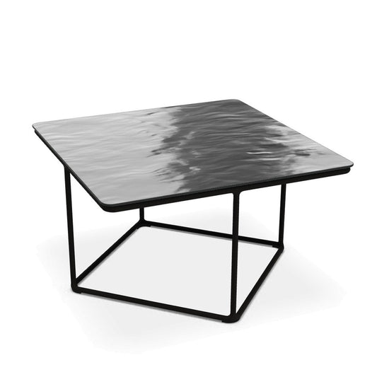 Lemante Side Table 65cm | Quartz Grey Molten Glass Top