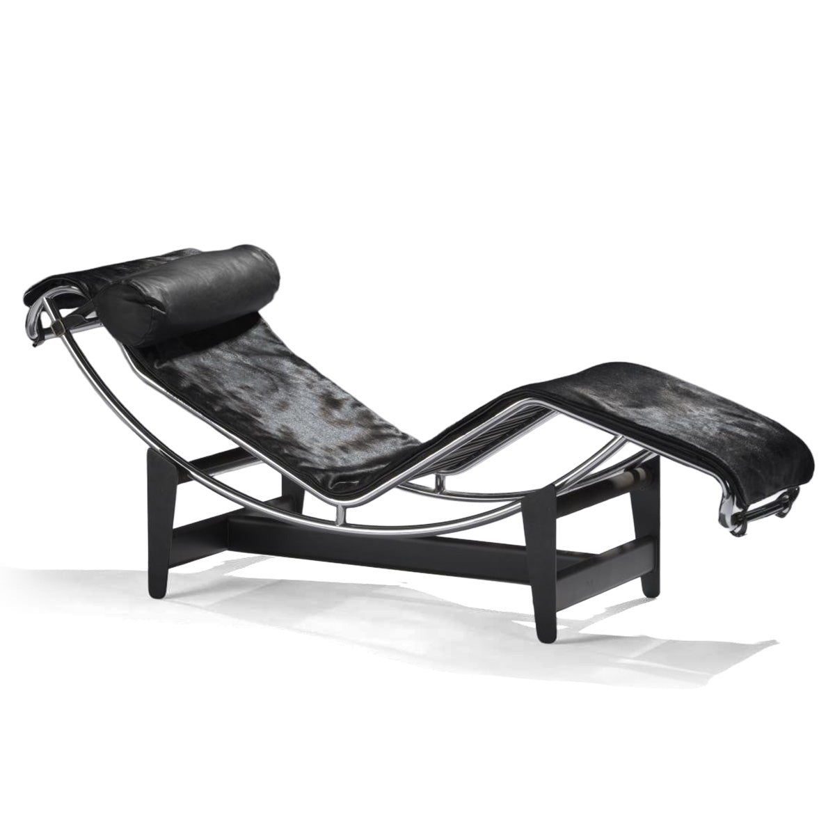 4 Chaise Longue | Black Hairyskin and Black Headroll