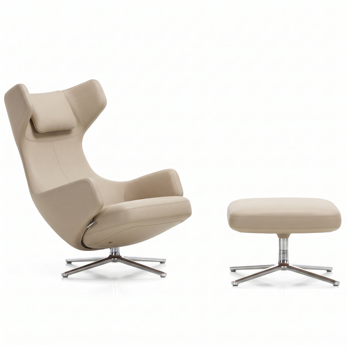 Grand Repos Lounge Chair & Ottoman | Premium Leather Clay 73 - Generated