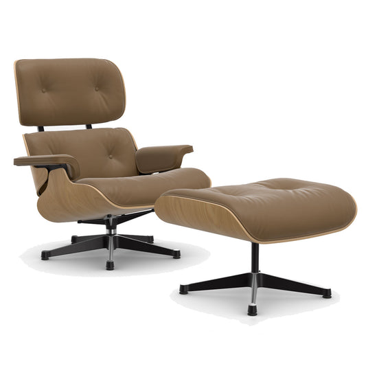 Eames Lounge Chair & Ottoman | Camel Premium F Leather Chestnut Shell