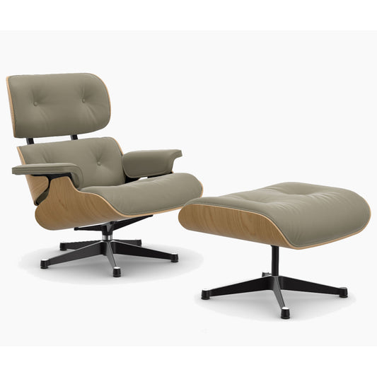 Eames Lounge Chair & Ottoman | Sand Premium F Leather Chestnut Shell