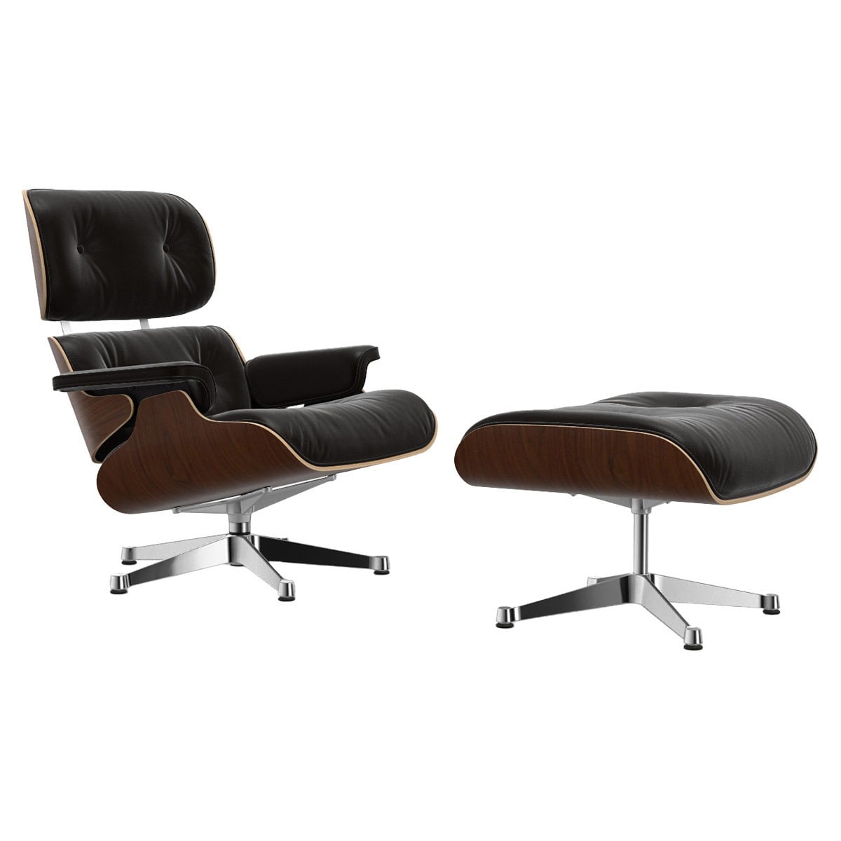 Eames Lounge Chair & Ottoman | Chocolate Natural F Leather Dark Walnut Shell