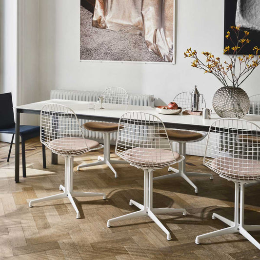 DKL Eames Wire Chair | White Powder Coat Frame White Felt Glides
