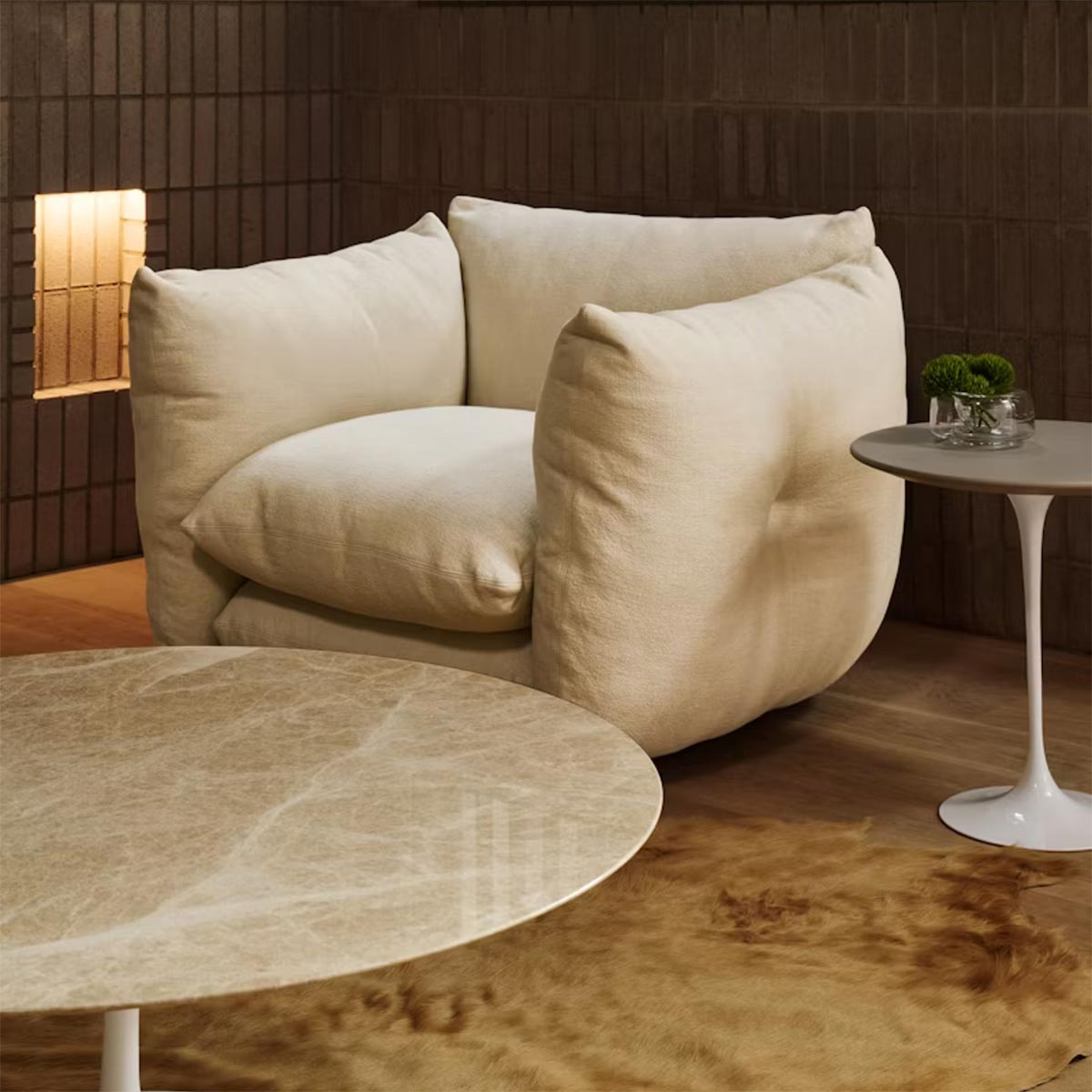 Pillo Swivel Armchair | Almond AH42 Sahara Fabric Upholstery