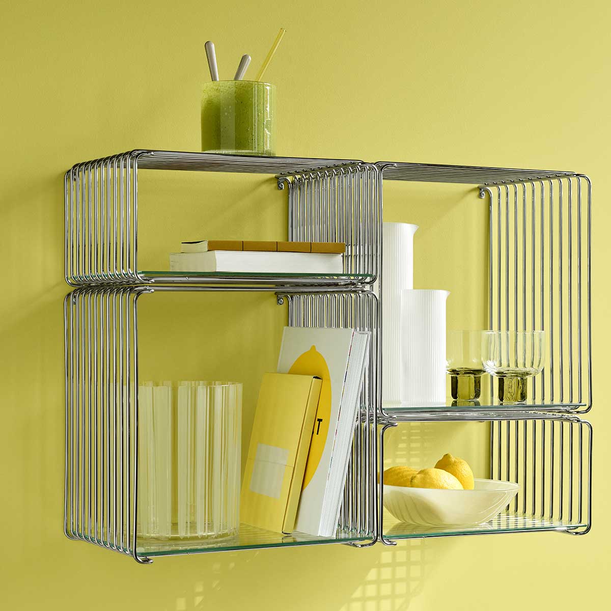 Panton Wire Inlay Shelf | Clear Glass