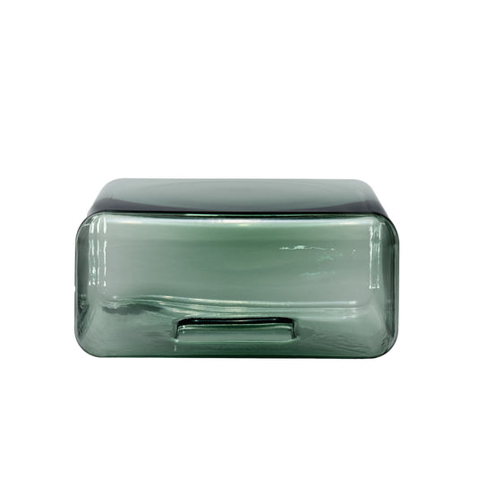 Lokum Coffee Table | Petrol Green Blown Glass VT25 Low Square