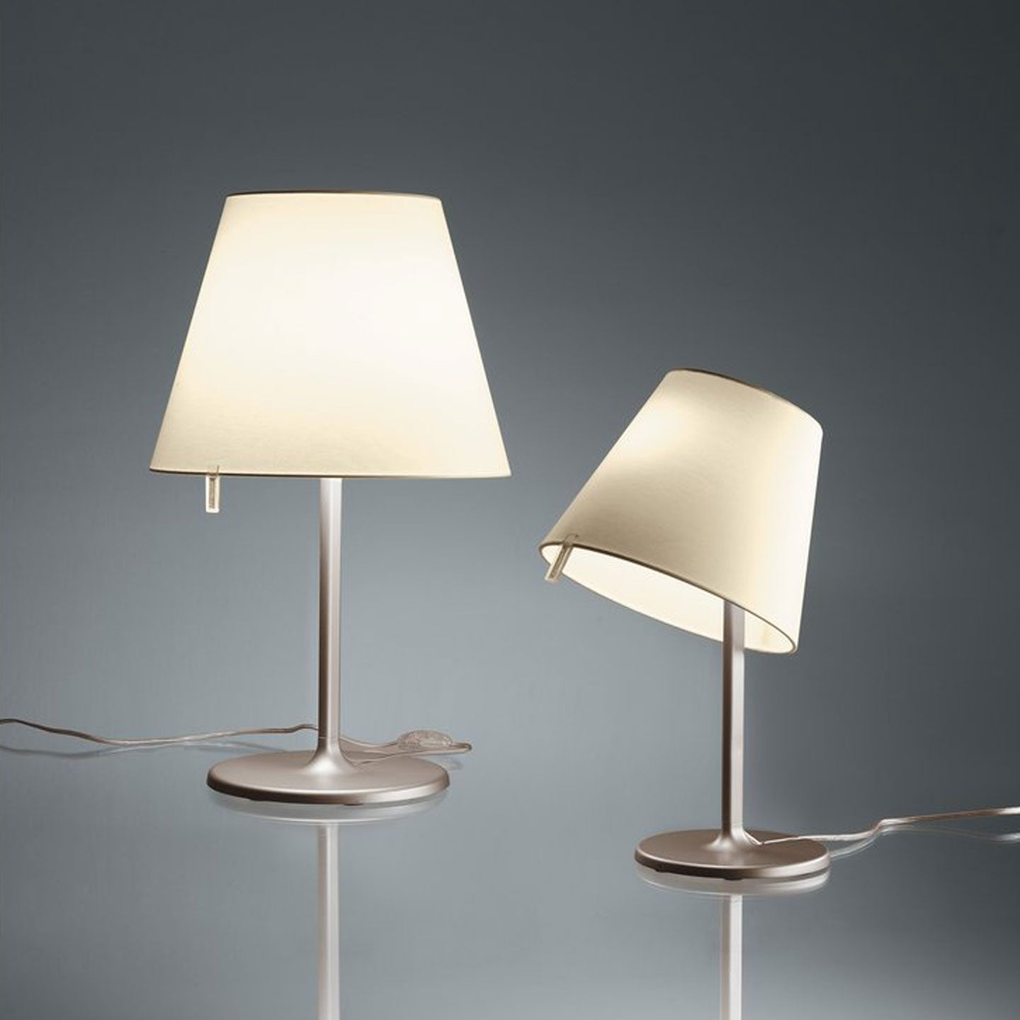 Melampo Notte Bedside Lamp | Aluminium Grey Base and Stem
