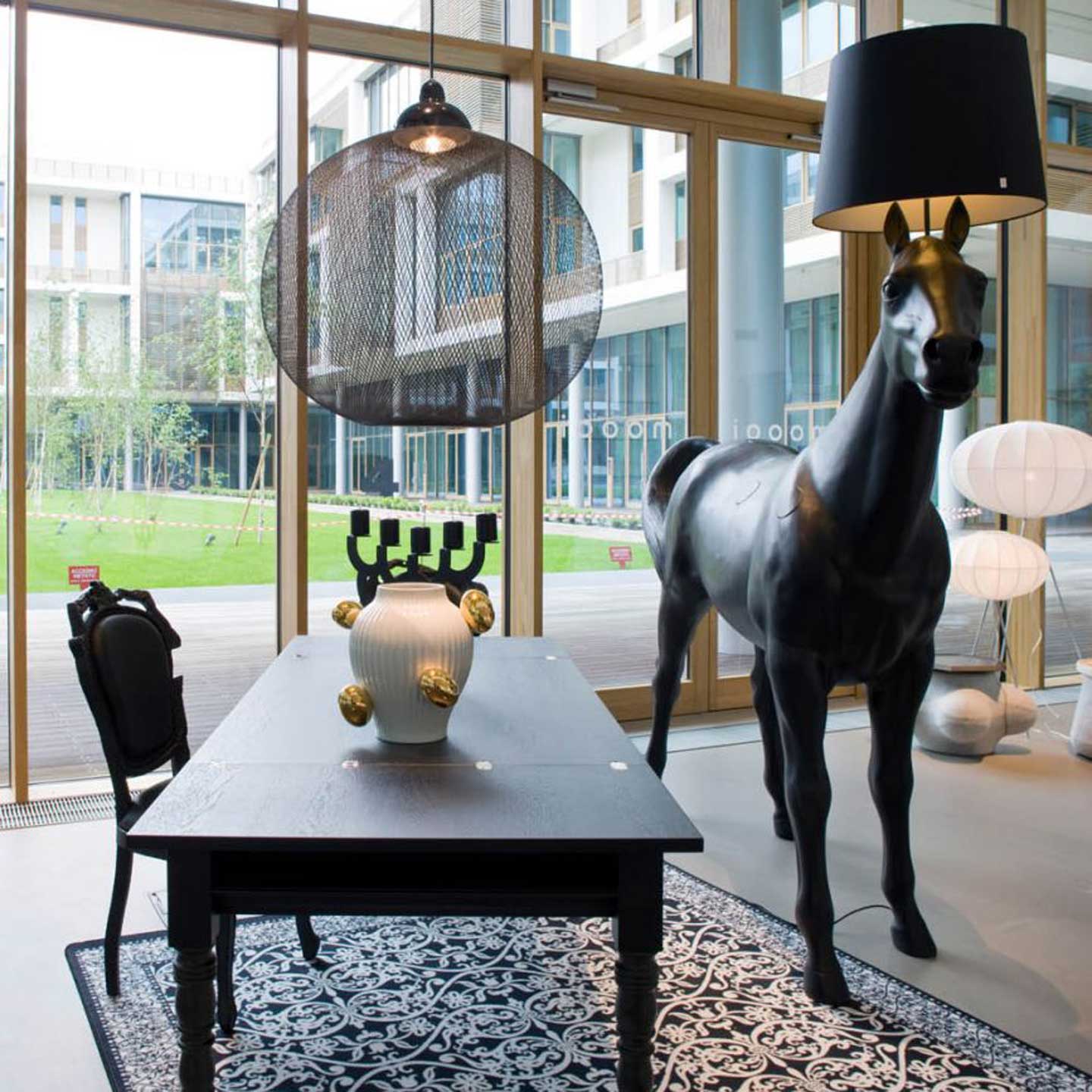 Horse Lamp | Black Polyester and PVC