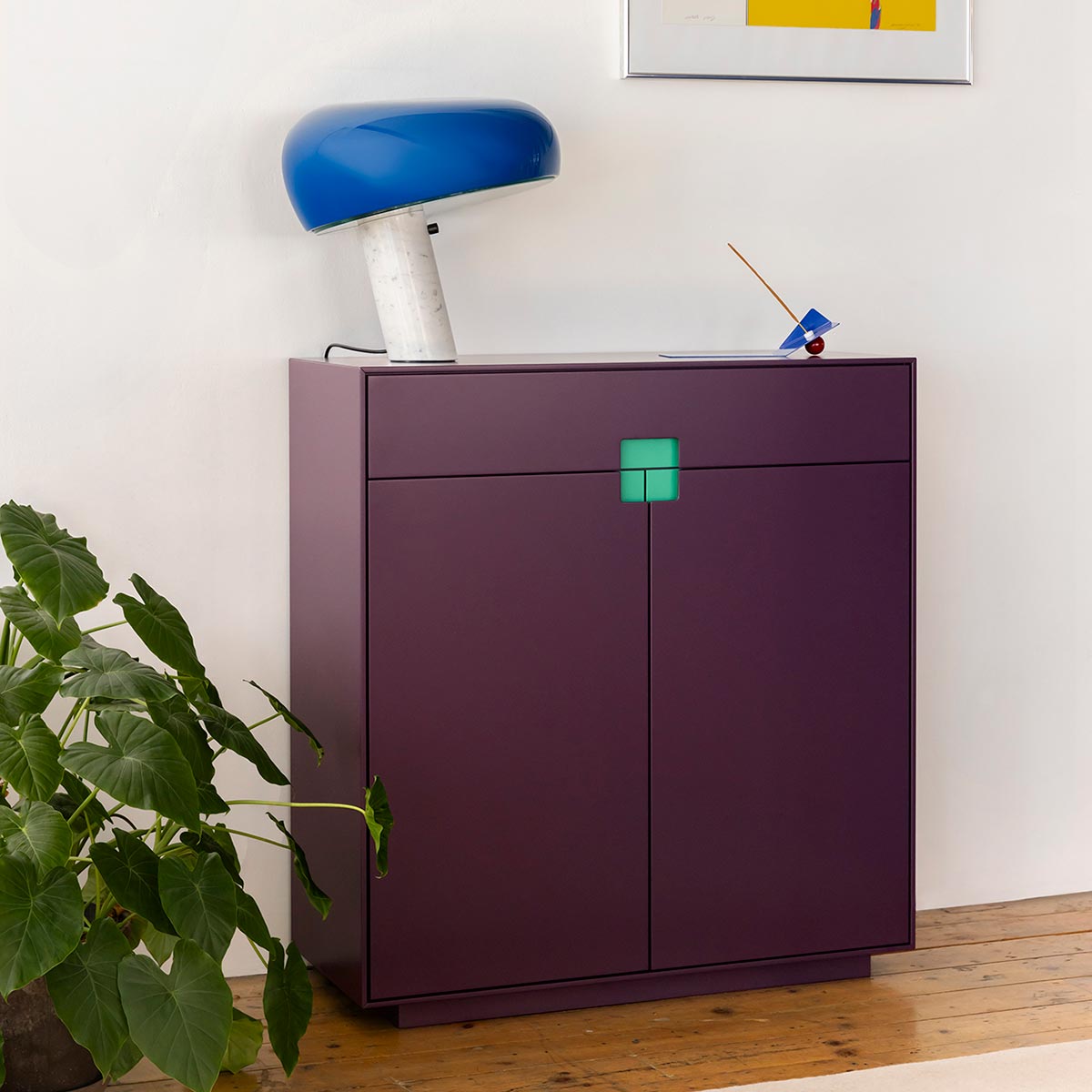 Ex Display Canvas Sideboard | Blackberry with Jungle Coloured Handles