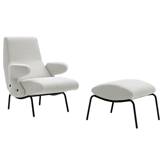 Delfino Armchair & Pouf | Snow Orbaco Upholstery