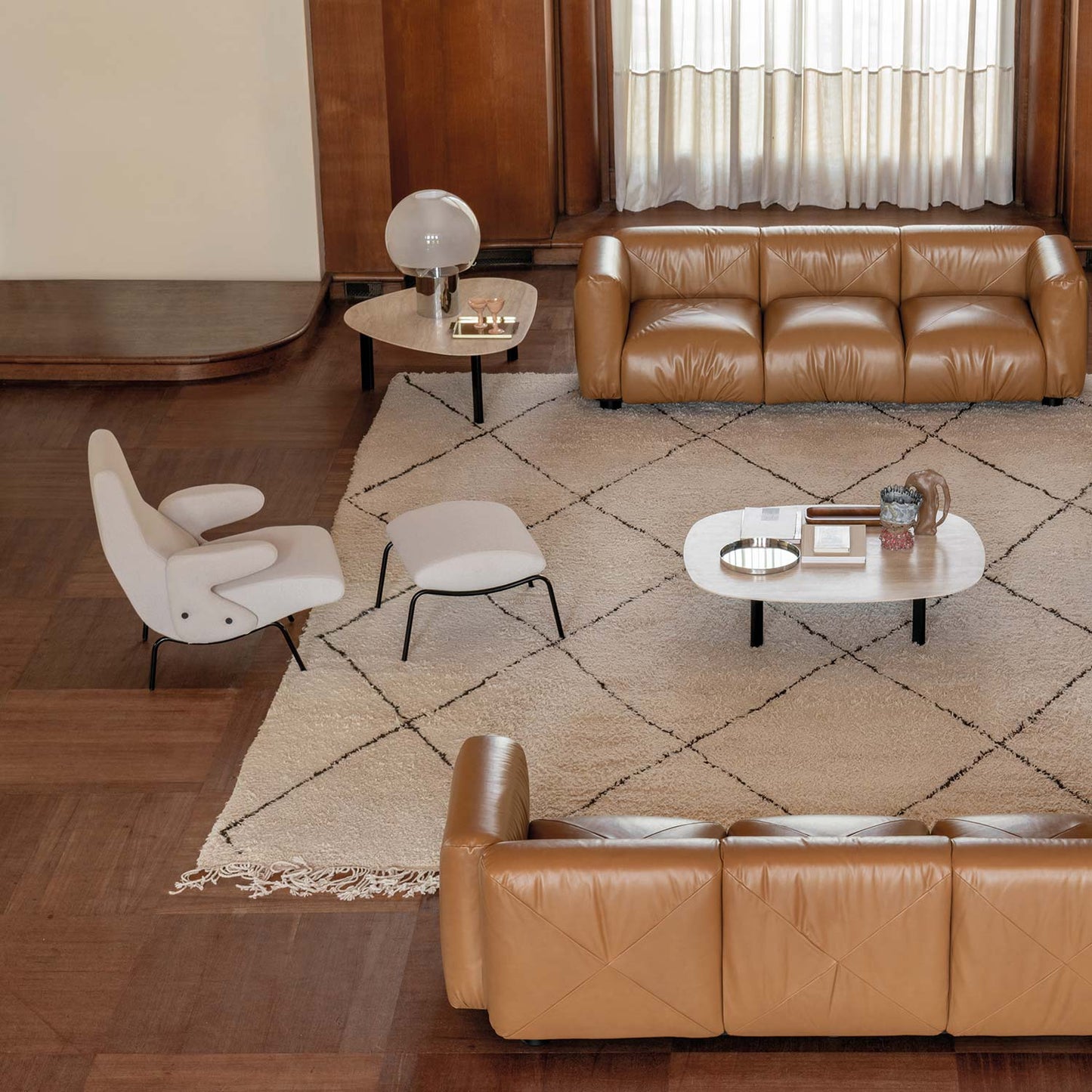 Delfino Armchair & Pouf | Snow Orbaco Upholstery
