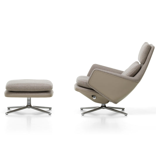 Grand Relax Lounge Chair & Ottoman | Sand Forte Leather Fossil Cosy 02