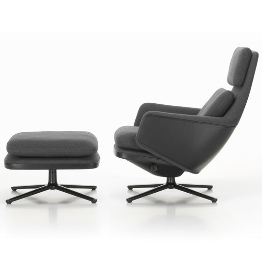 Grand Relax Lounge Chair & Ottoman | Nero Forte Leather Carbon Black Dumet 33
