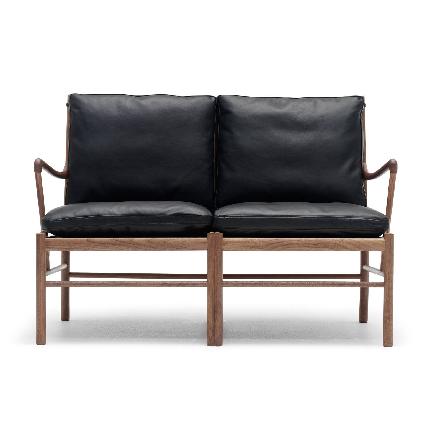 OW149-2 Colonial Sofa | Thor 301 Black Leather Seat and Back