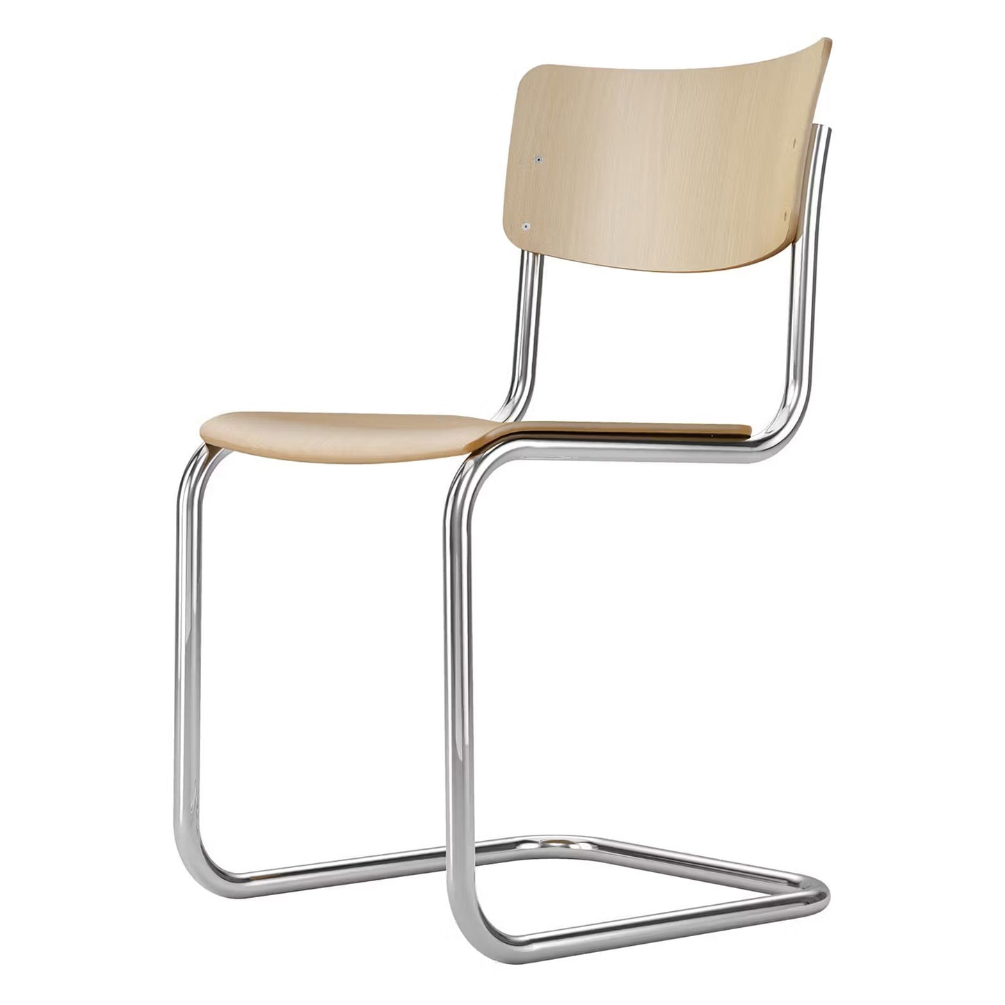 S43 Chair - Chrome Frame | Natural Stained Beech Seat and Back