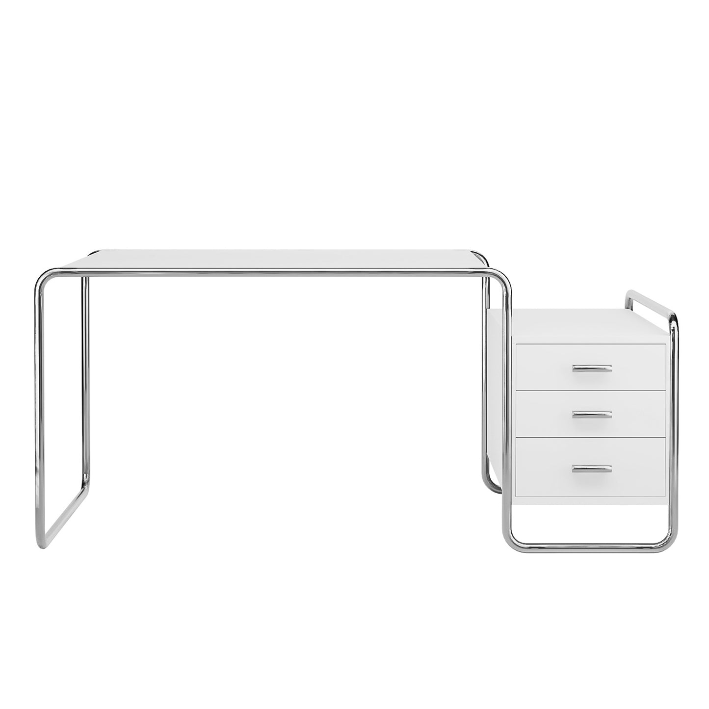 S285/1 Desk | Plain White Lacquer on Chrome Frame