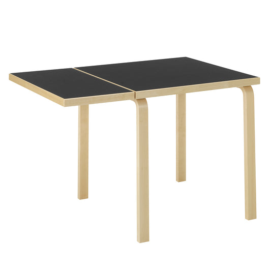 DL81C Aalto Folding Table | Black Linoleum Top and Drop Leaf