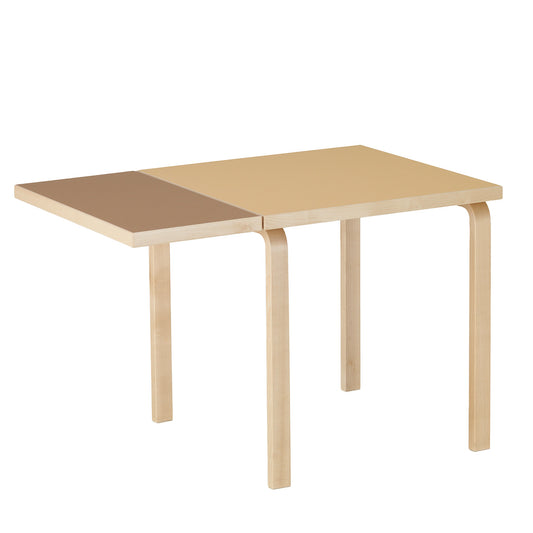 DL81C Aalto Folding Table | Clay Linoleum Top and Walnut Drop Leaf