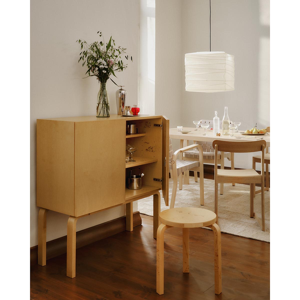 Artek + Moomin 60 Stool | Laser Engraved Honey Stained Solid Birch