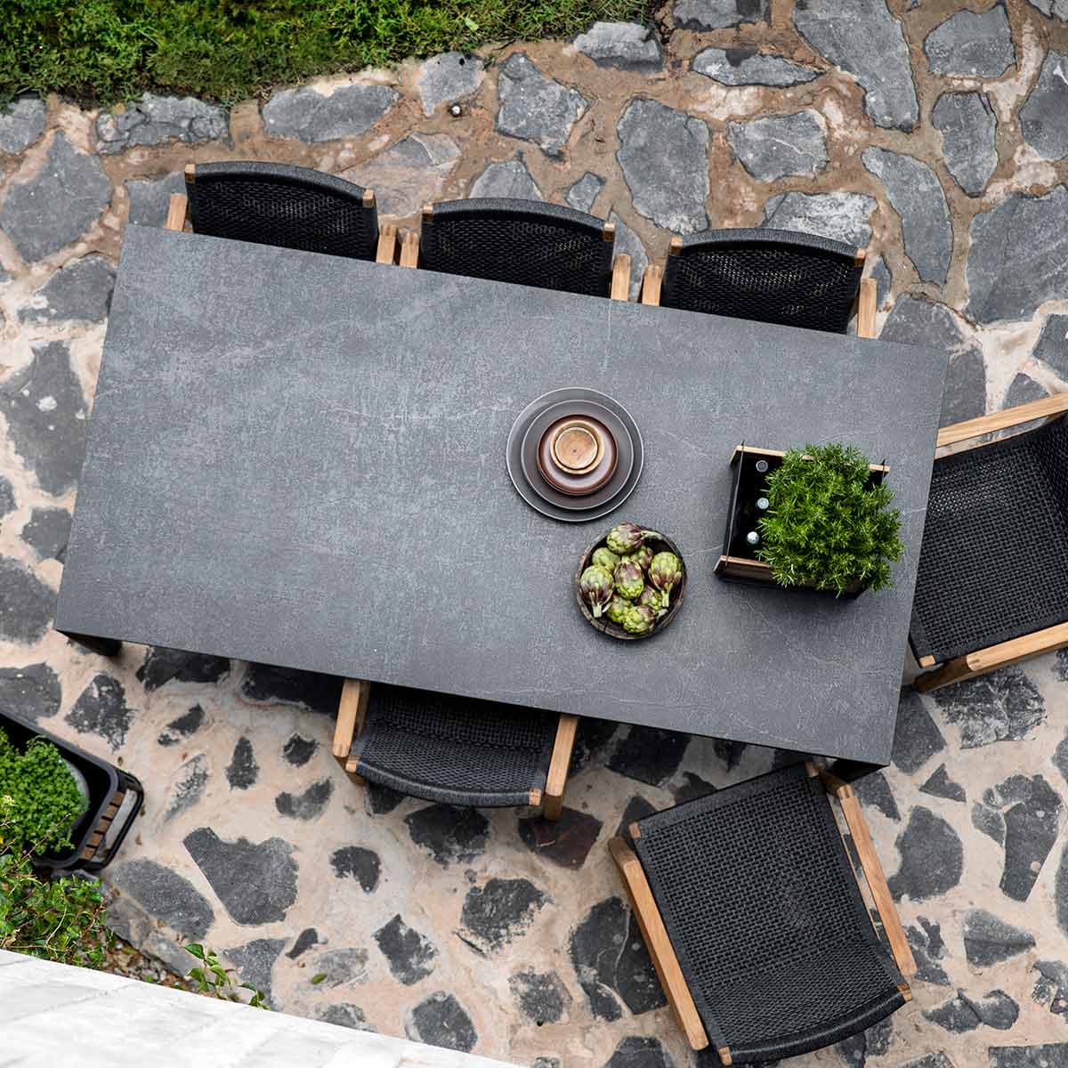 Aspect Dining Table 210cm | Black Fossil Ceramic Top