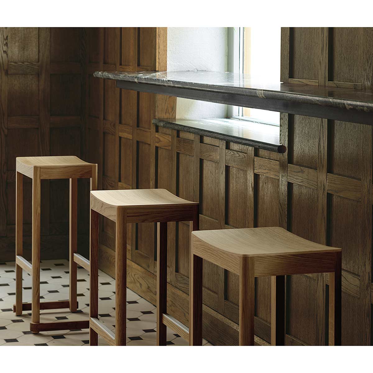Atelier Bar Stool | Natural Lacquered Oak