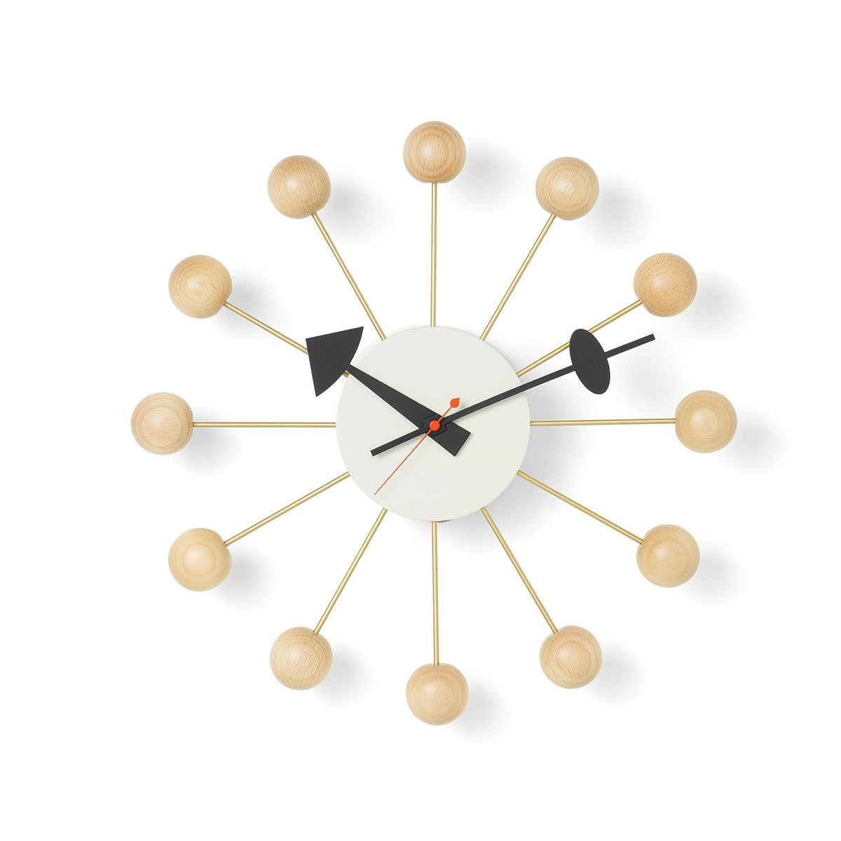 George Nelson Ball Clock | Beechwood with White Body
